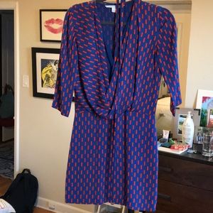 DVF Dress. Size 2 worn once! Blue and orange print